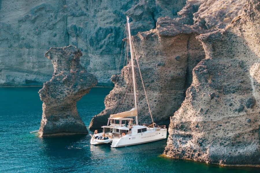 Santorini: Luxury Sunset Cruise with Dinner, BBQ, and Drinks - Mesa Pigadia and Snorkeling Gear: Good Water Time Without the Stress