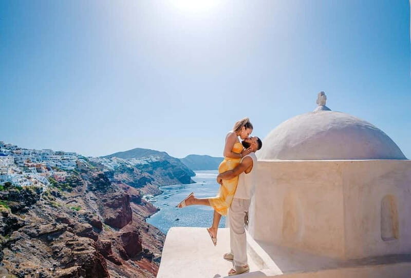 Santorini: Oia Private Couple Photoshoot with 35 Photos - First meeting point: the Church entrance where the session starts