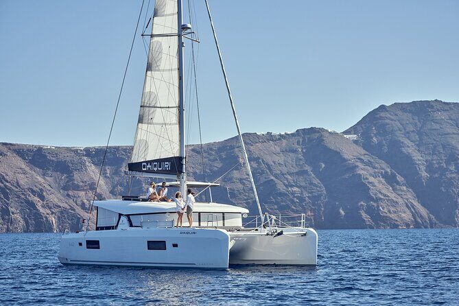 Santorini Oia: Private Sunset Catamaran Cruise with BBQ & Drinks - Getting to the boat: Oia meeting point and Imerovigli pickup