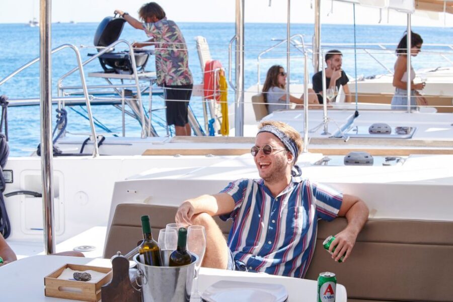 Santorini: Platinum Catamaran Cruise w/ BBQ Meal & Open Bar - Snorkeling gear and swim stops: what you should plan for