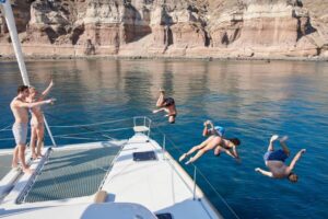 Santorini: Platinum Catamaran Cruise w/ BBQ Meal & Open Bar - Hotel pickup to Vlychada: the start that sets the tone