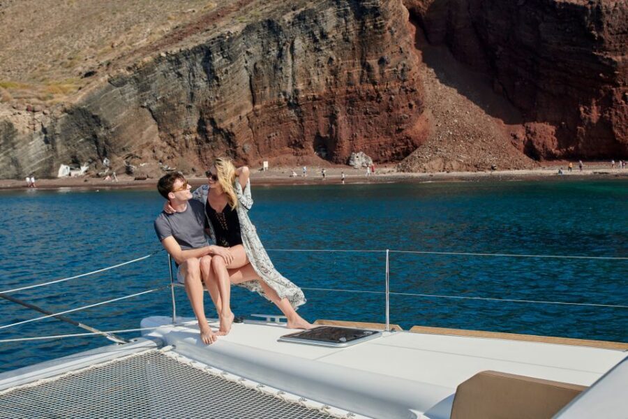Santorini: Platinum Catamaran Cruise w/ BBQ Meal & Open Bar - Akrotiri and caldera passes: seeing the island without the bus stress