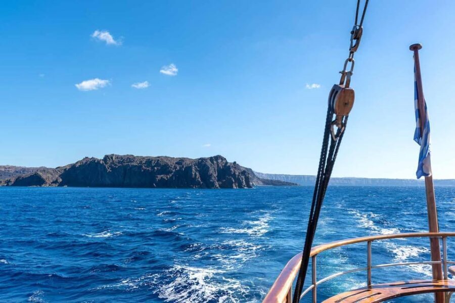 Santorini Port: Cruise to Volcano, Hot Springs & Thirassia - Palea Kameni: hot springs swim (with foam noodles)