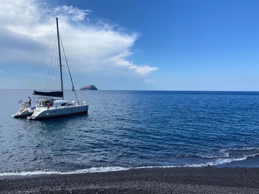 Santorini: Private All-In Catamaran Cruise, with Food|Drinks - Boat comfort, bathrooms, and the small rules that prevent problems