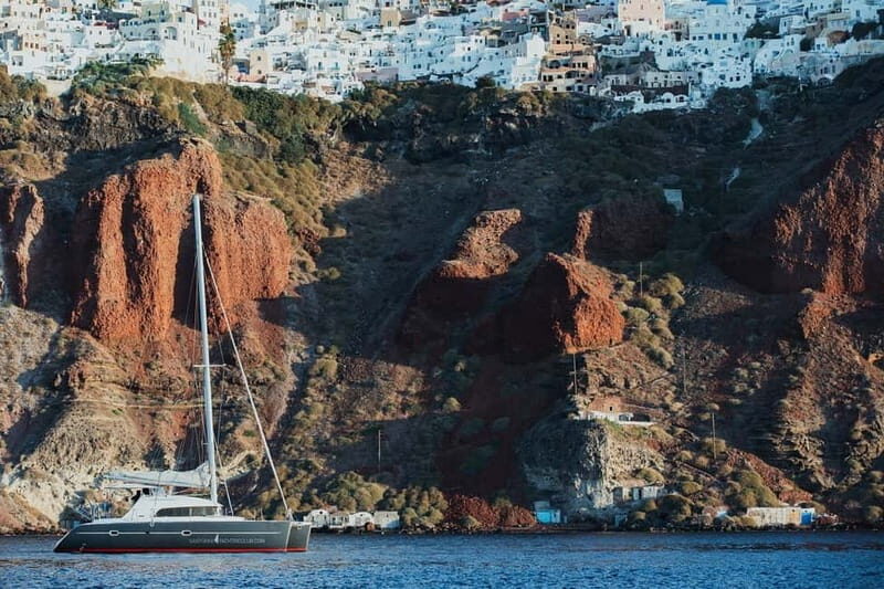 Santorini: Private Catamaran Cruise with BBQ Meal and Drinks - Ammoudi Bay departure: the day starts already beautiful