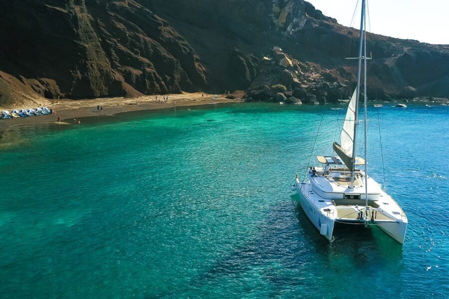Santorini: Private Catamaran Tour with BBQ Meal and Drinks - Santorini Volcano hot springs: the part you’ll talk about later