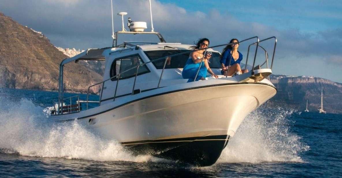 Santorini Private Cruise boat fishing tour - BBQ, Snorkeling - Meeting Captain Makis and Elias at Ormos Ammoudiou