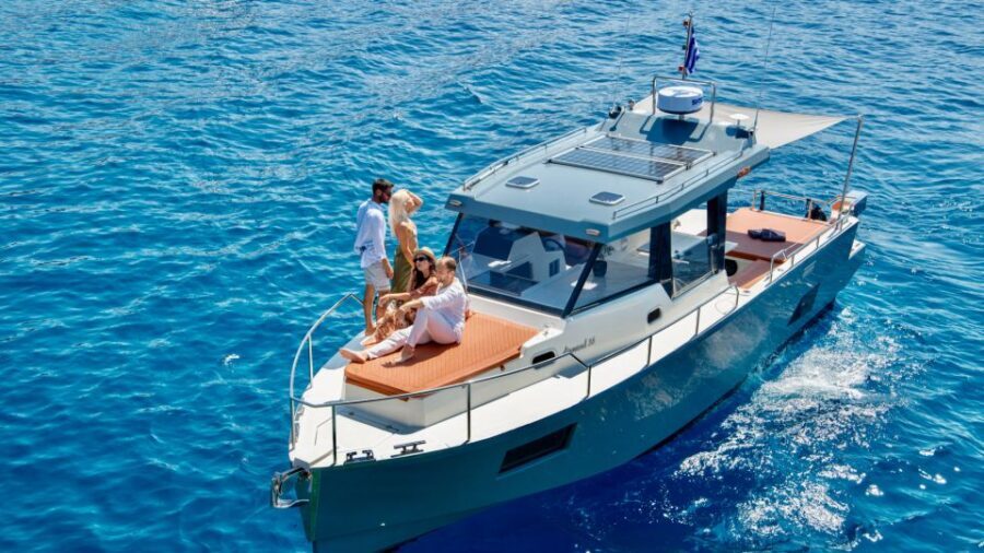 Santorini: Private Diamond 36 Motor Yacht Caldera Cruise - Thirassia: the unspoiled side of the caldera