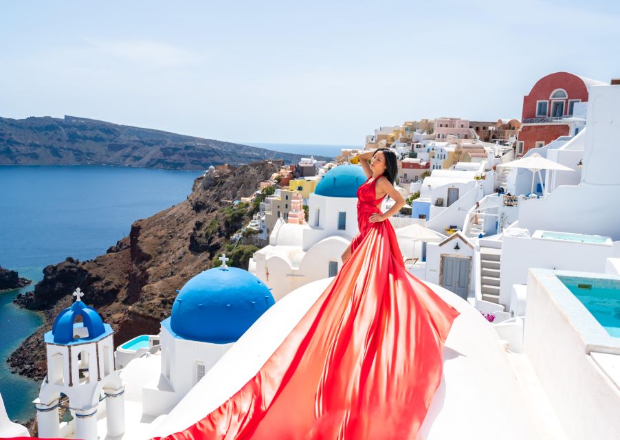 Santorini: Private Flying Dress Photoshoot with Pickup - Forty edited photographs, not just quick phone snaps