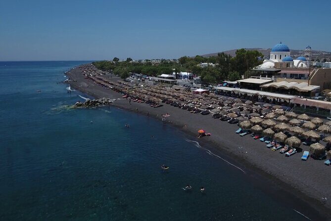 Santorini Private Highlights Tour & Wine Tasting with local guide - Perissa Black Sand Beach: Your Second Hit of Volcanic Coast