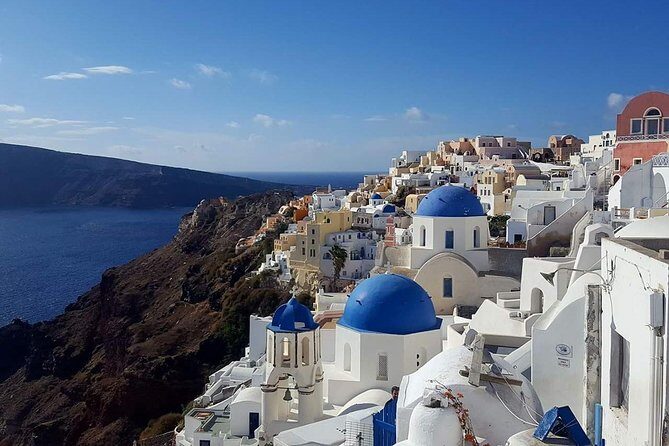 Santorini Private Romantic Tour with Dinner & Wine Tasting - Three Bells of Fira and the Caldera-Volcano View Window
