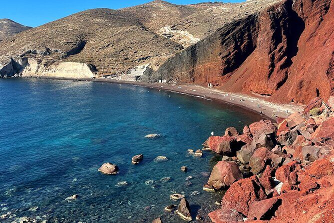 Santorini Private sightseeing land tours - Red Beach and Black Sand Beach: two volcanic coastlines in one loop