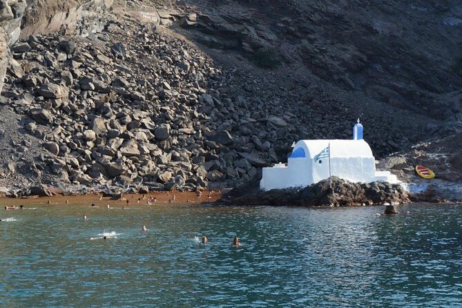 Santorini Sailing Catamaran Daily Cruises w/ Greek BBQ @Thirasia - White Beach, Mesa Pigadia, and the Akrotiri lighthouse