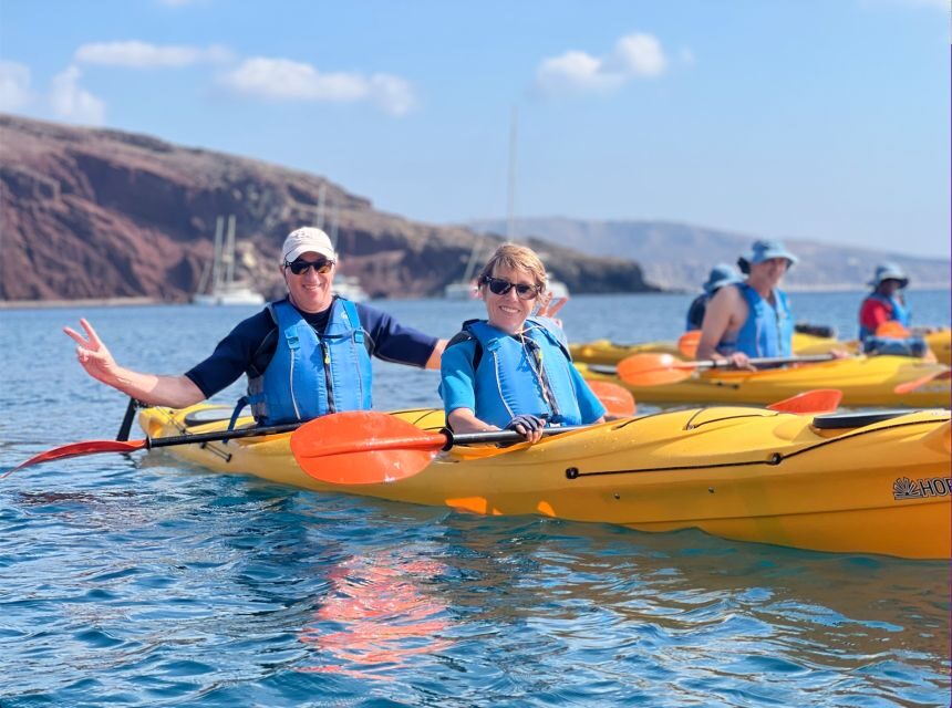 Santorini: Sea Caves Kayak Trip with Snorkeling and Picnic - Small group touring with Kalliopi-style attention to detail
