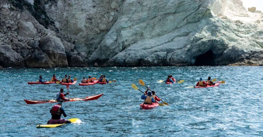 Santorini: Sea Kayaking with Light Lunch - Paddling to Black Mountain and Into a Sea Cave