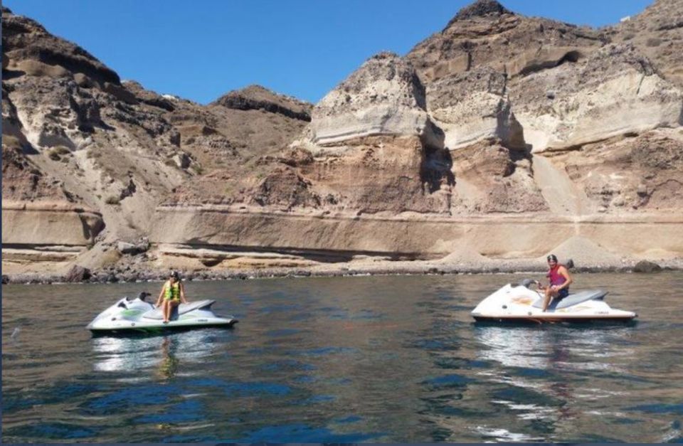Santorini Speed: 180hp Jet Ski Rental - The coastline view from the water