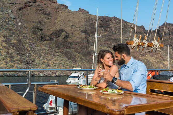 Santorini Sunset Dinner Cruise Including Nea Kameni Visit - Dinner by Thirasia: Included Wine, Buffet-Style Food, Real Expectations