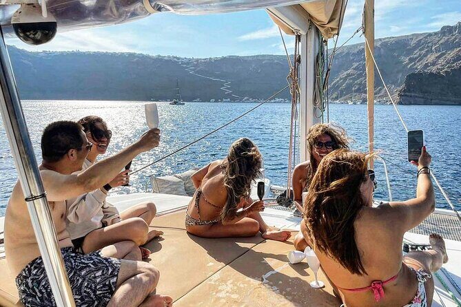 Santorini Sunset Sailing Cruise: Dinner, BBQ, Open Bar, Transfers - How the timing works: Vlychada at 3:00pm