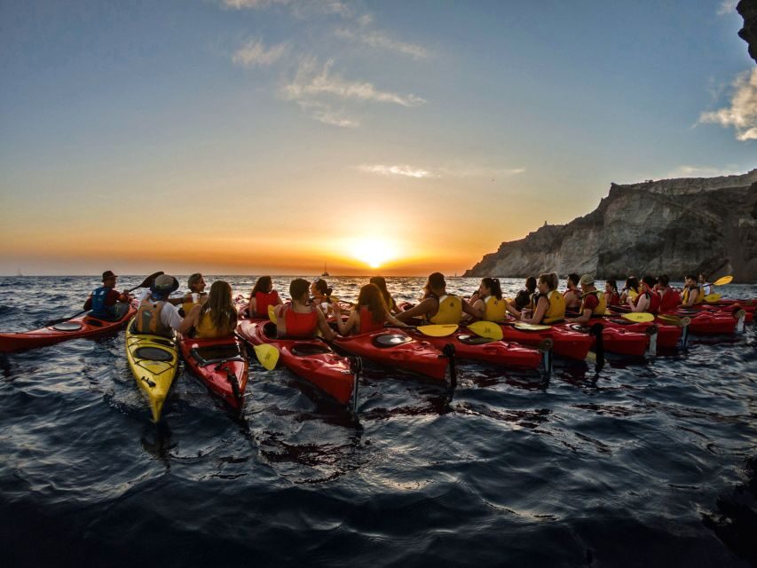 Santorini: Sunset Sea Kayak with Light Dinner - Launch at Mesa Pigadia: Starting from Santorini’s Black Beach