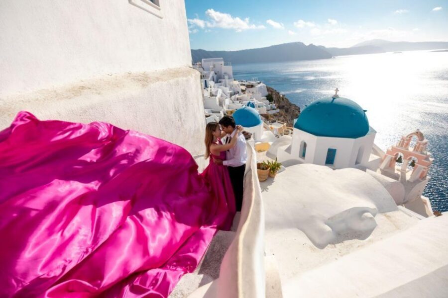 Santorini: Unique Flying Dress Photoshoot Experience - Flying Dress Photos in Oia: What You’re Really Buying