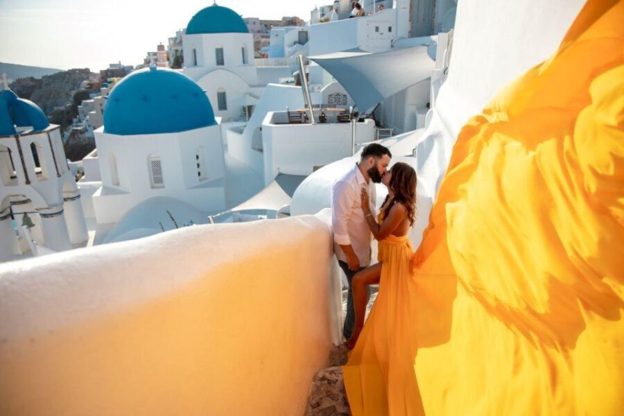 Santorini: Unique Flying Dress Photoshoot Experience - What Your Photos Delivery Looks Like: 30 Edited Images, No Waiting Forever
