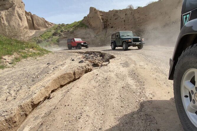 Santorini Wrangler Jeep Afternoon Convoy Tour - Black-sand beach time at Vlychada and Eros (with bar options)