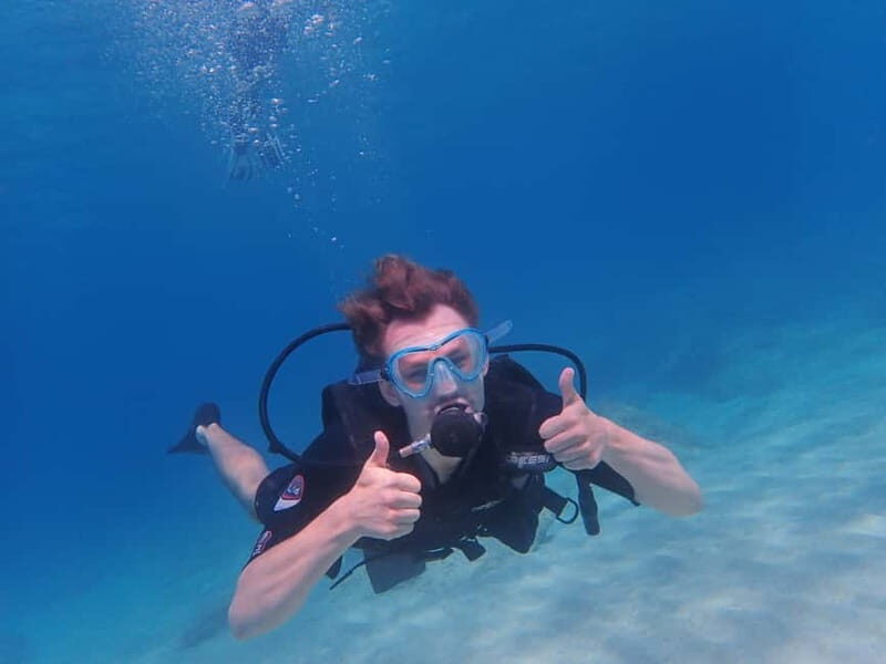Scuba Diving Beginners/Experts Pefkos Lindos Rhodes Greece - What you’ll see underwater near Rhodes: rocks, sea grass, swim-throughs, and sand