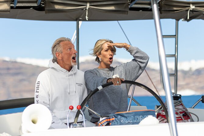 Semi Private Santorini Catamaran Tour - Palea Kameni combines food with a quick history stop