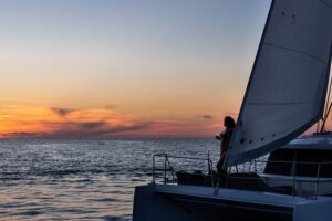 Shared Catamaran Half Day Cruise in Santorini - White Beach and Mesa Pigadia: the “easy on the eyes” coast