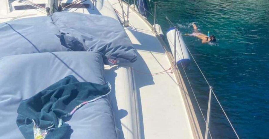 Skiathos: day sailing trip with swim stops and lunch - Entering The Water: How the Swim and Snorkel Stops Work