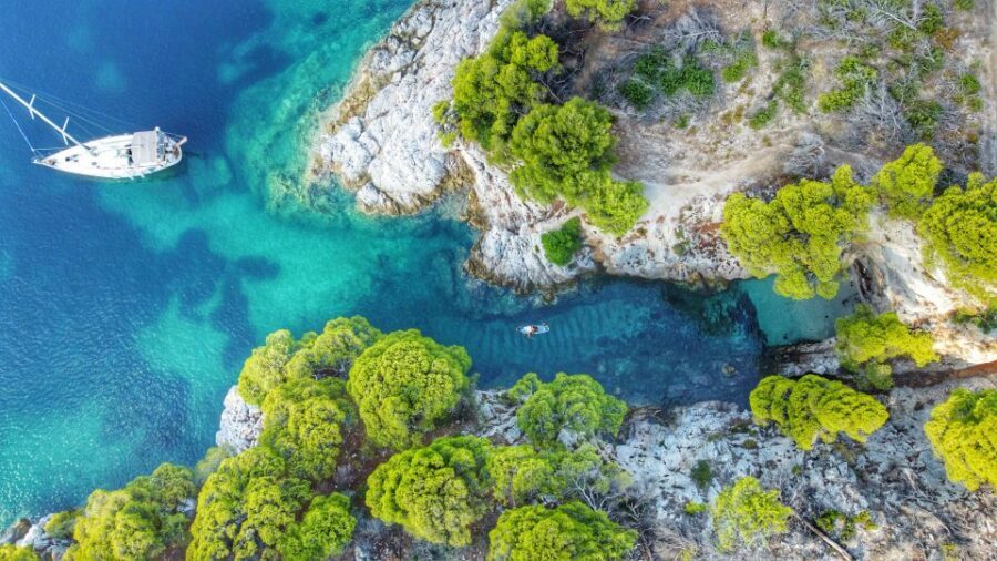 Skiathos: Full-Day Sailing Cruise with Lunch - Onboard comfort: space to relax, plus the tools for swimming