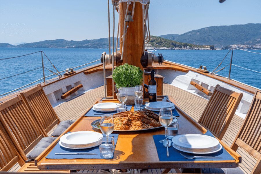 Skiathos: Wooden Sailboat Full- or Half-Day Trip with Meal - Arkos Beach: one more swim-and-snack moment before heading back