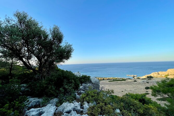 Small group hiking from Pefkos to Navarone Bay at sunrise - Returning beside the sea