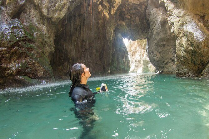 Snorkeling Trip to Kourtaliotiko Gorge Waterfalls, Plakias, Crete - Cave swim to the big waterfall: your payoff is real