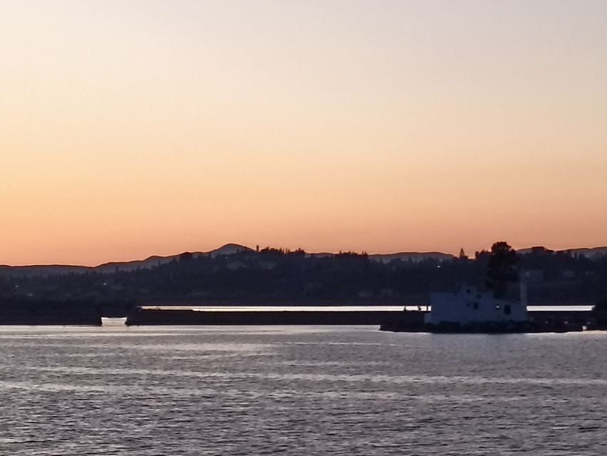 Sunset boat trip from Corfu Town to Mouse Island - Anchoring between Mouse Island and Vlacherna
