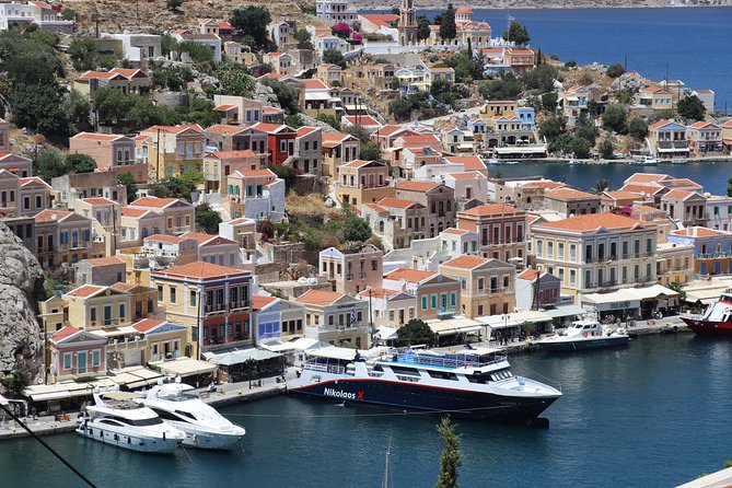 Symi Island from Rhodes with transfers from Ialysos and Ixia - St. George Bay and the optional Saturday swim
