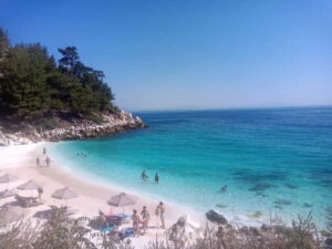 Thassos: Motor Boat Rental - The boat setup: 4 seats, sun tent, and steering without a license