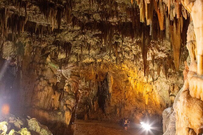 The Caves ....Drogarati Cave and Melissani Lake - Stop 1: Drogarati Cave steps, stalactites, and the payoff of going back up