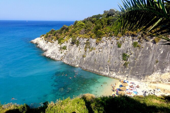 Tour Zakynthos Shipwreck,Blue Caves, Kremmidi Beach Excursion - Navagio Shipwreck Beach from about 40 meters offshore