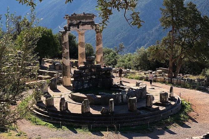 Visit Delphi & Meteora Monasteries Luxury Private Tour FromAthens - The Sacred Way leads to the Athenian Treasury