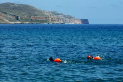 Wild swimming and Hiking in West Crete - The swim: open water with useful support