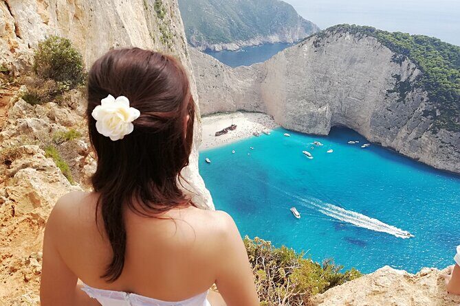 Zakynthos All Day Tour Shipwreck beach, view point-Blue Caves - Bochali View Point: a confident start over Zakynthos Town and the port
