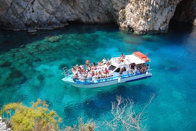 Zakynthos boat tour:Shipwreck& Local blue caves with 3 Swim Stops - Three Swim Stops Plus Snorkeling Gear: Water Time Without the Fuss