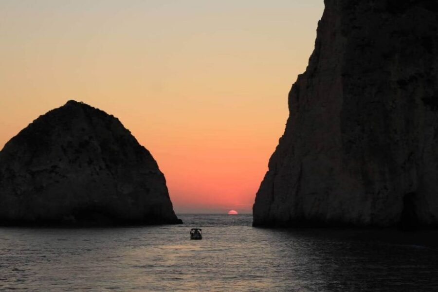 Zakynthos: Mizithres Sunset Cruise with Swimming & Turtles - Getting on Board at Agios Sostis Harbor (Flag Nautilos)