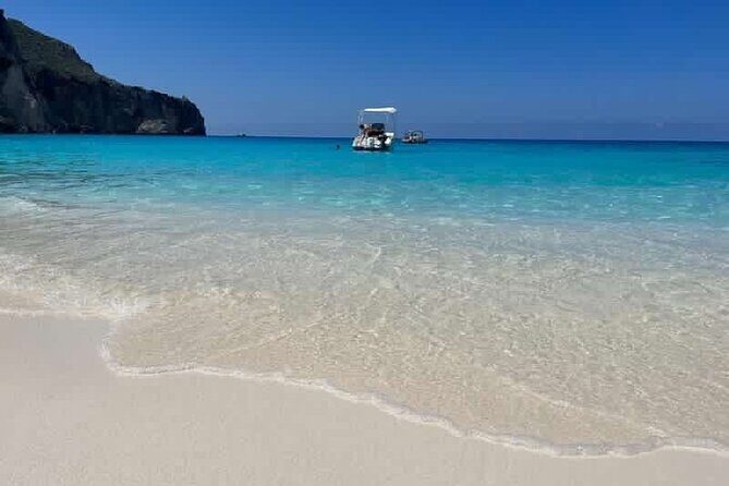 Zakynthos Private Cruise to Turtle Island, Keri Caves & Mizithres - Stop 3: Mizithres Beach for wild shoreline swimming