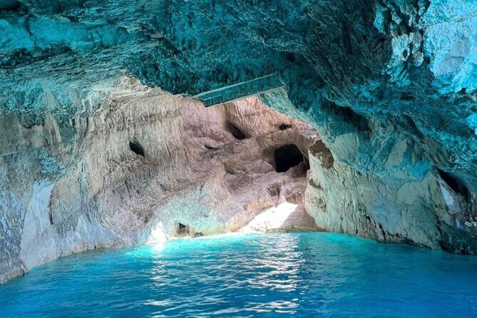 Zakynthos Shipwreck Beach with Blue Caves Land and Sea Tour - The cave-and-swim sequence: Maravelia, White Beach, and quick rock stops