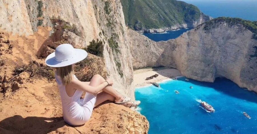 Zakynthos Small Group Tour Shipwreck & Blue Caves Land & Sea - Sfogio Beach: the safer-feeling swim break near Navagio