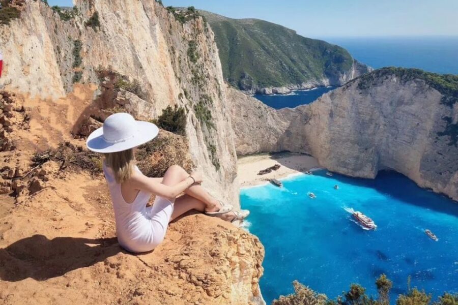 Zakynthos Small Group Tour Shipwreck & Blue Caves Land & Sea - Blue Caves by boat: swimming and snorkeling where the water color changes fast