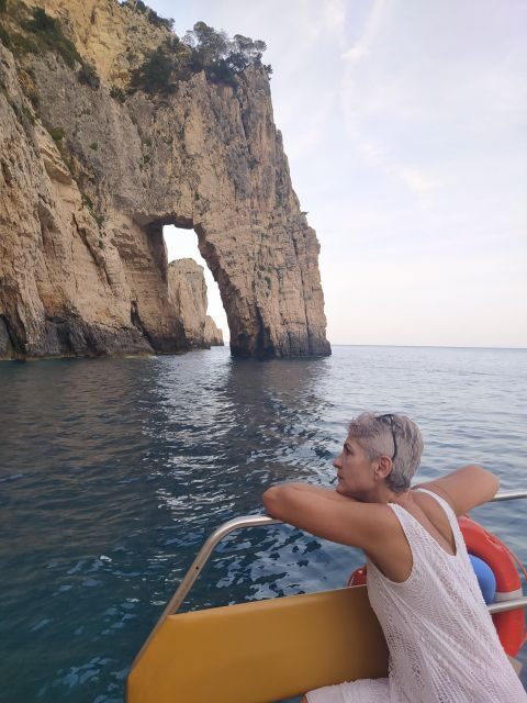 Zakynthos: Sunset Cruise to Myzithres with Wine & transfer - Myzithres Beach: wine, swimming, and the sunset that actually lands